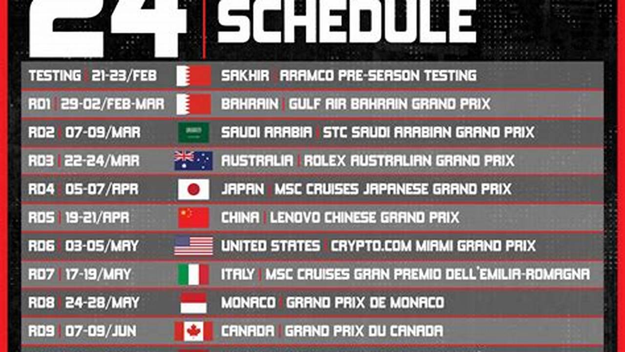 Formula 1 Schedule 2024 Printable Pdf Free