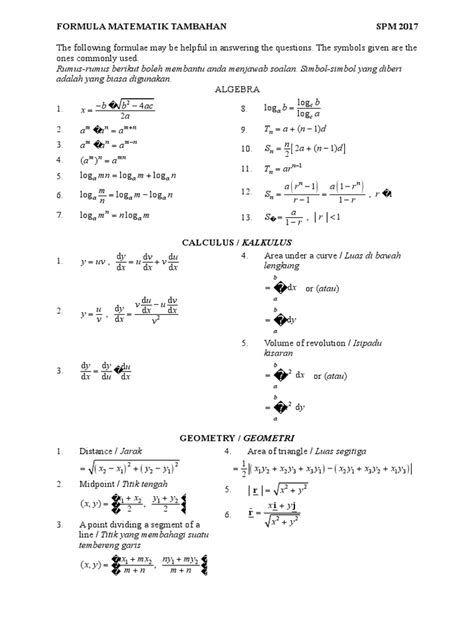 Formula Add Math Kssm