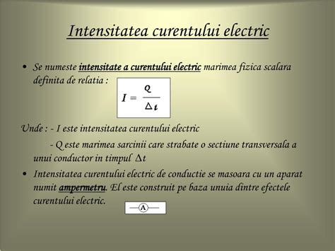 Formula Intensitatea Curentului Electric