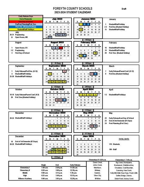 Forsyth Academy Calendar