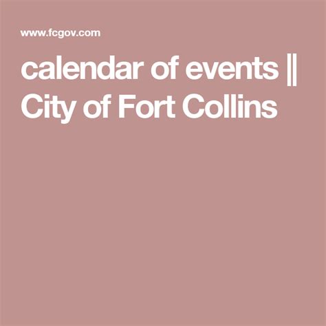 Fort Collins Activities Calendar