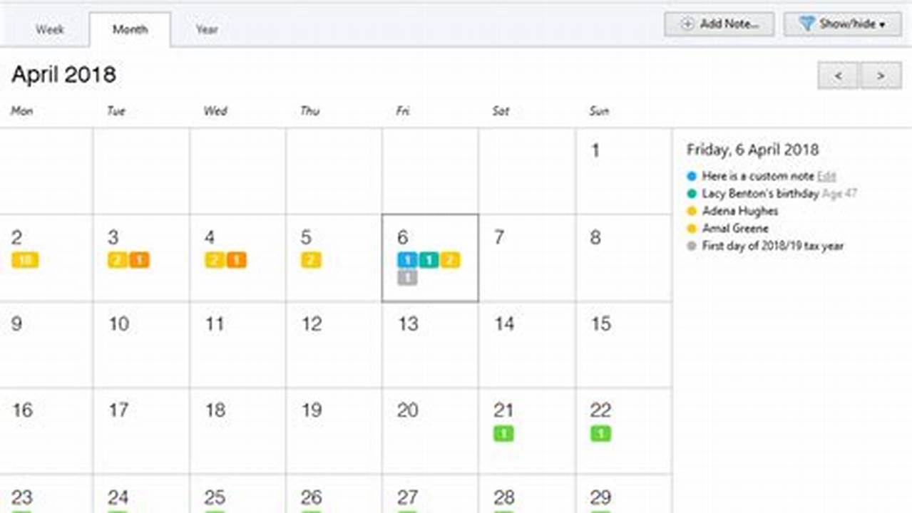 Fortnightly Calendar 2025