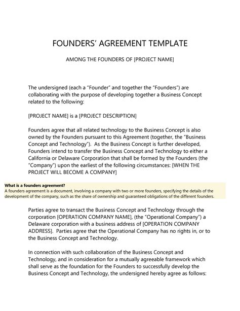 Founder Agreement Template