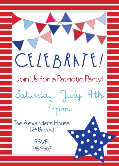 4th of July Party Invitation Template Digital Template Etsy