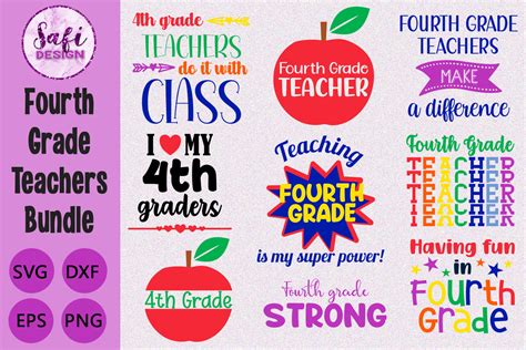 Download Fourth Grade Teachers Cut File Bundle For Crafts