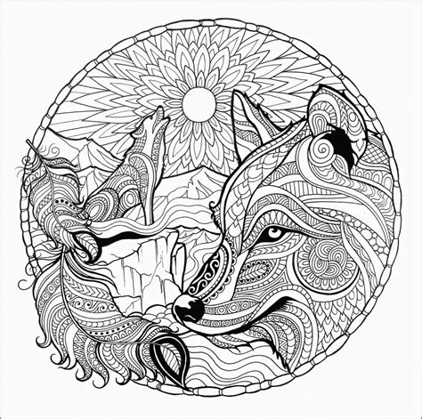 Fox Coloring Pages For Adults Wolf Mandala