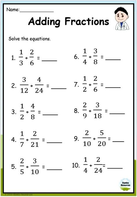 Fraction Adding And Subtracting Worksheet