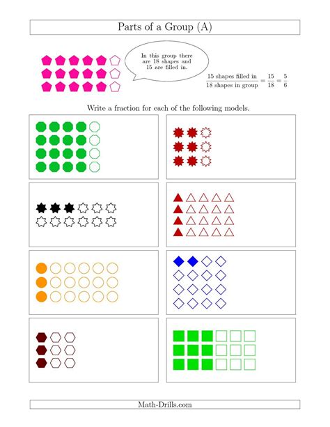 Fractions Of A Group Worksheets