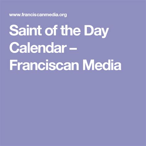 Franciscan Saint Of The Day Calendar