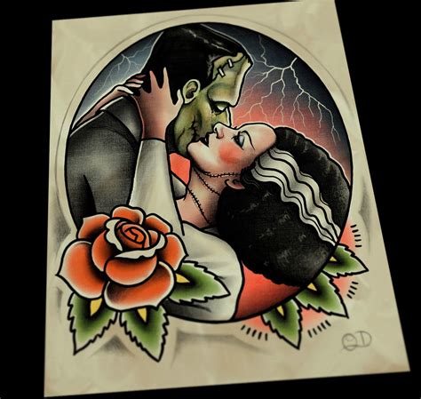 Frankenstein And Bride Of Frankenstein Tattoos