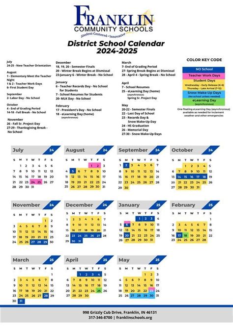 Franklin Central Calendar