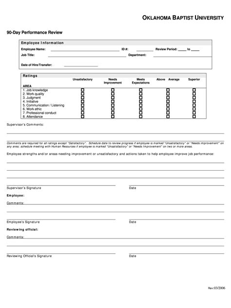 Free 90 Day Probationary Period Template