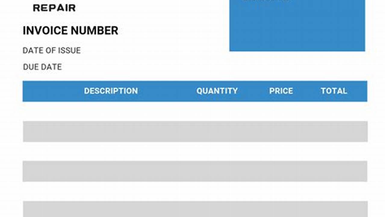 Free Auto Repair Invoice Template Excel