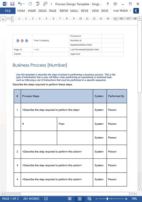 Business Process Design Templates MS Word, Excel + Visio Templates