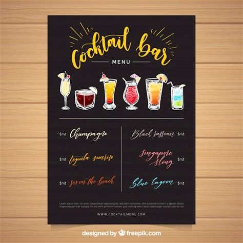 Free Cocktail Menu Template