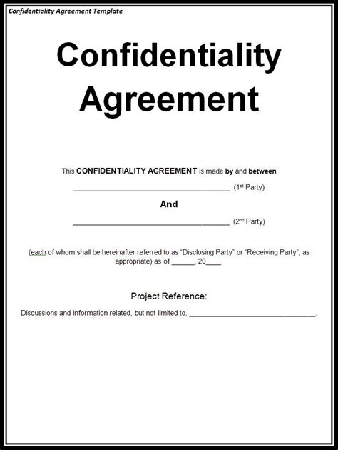 Free Confidentiality Agreement Template Download