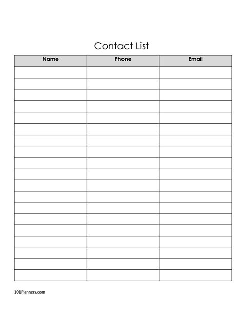 24+ Free Contact List Templates in Word Excel PDF