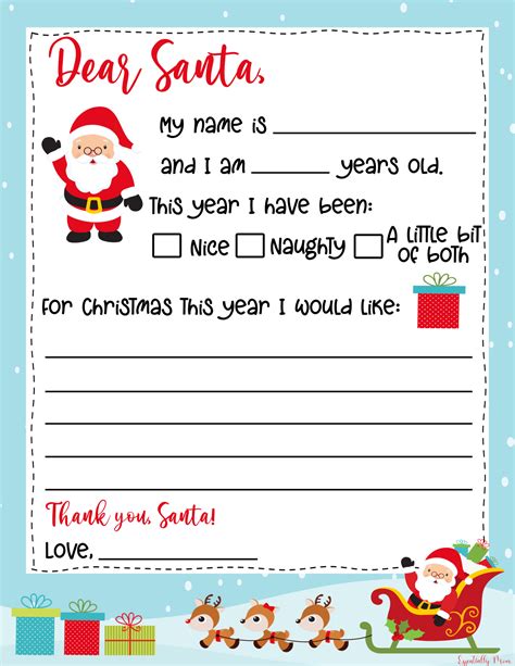 Free Dear Santa Letter Printable Template