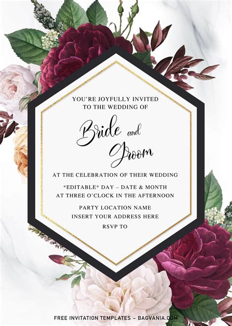 Free Dusty Rose Wedding Invitation Template For Word Download