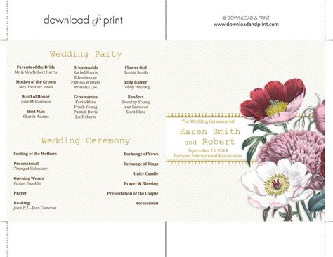 Free Downloadable Wedding Program Templates