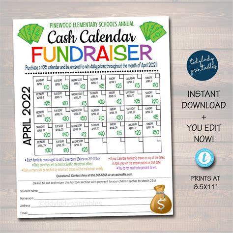 Free Fundraiser Calendar Template
