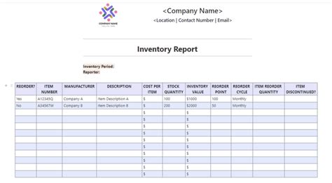 Inventory Spreadsheet Template Free —