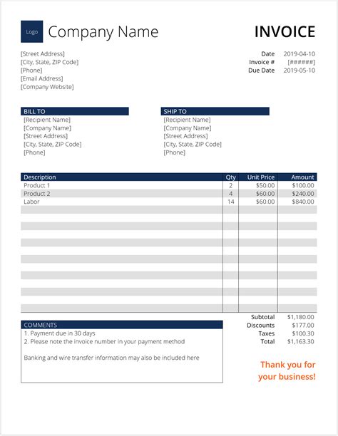 Invoice Template (Word) Download Free Word Template