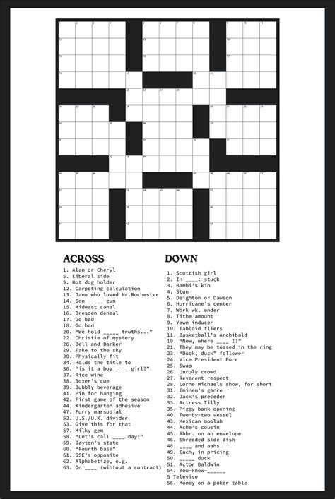 Free Large Print Crossword Puzzles Printable