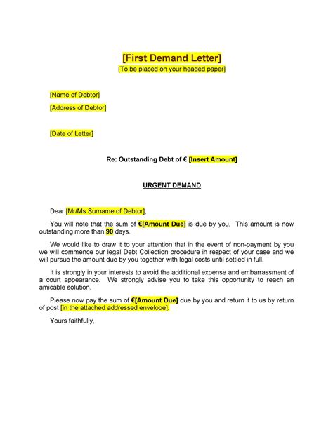 Free Letter Of Demand Template