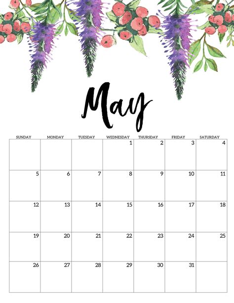 Free May Calendar To Print