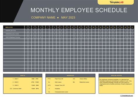 5 Perfect Monthly Employee Schedule Template Excel sample schedule