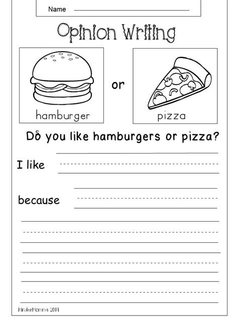 Free Opinion Writing Worksheets