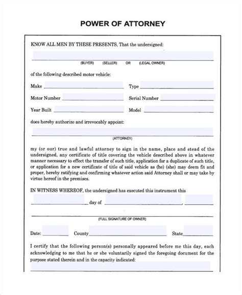 Free Power Of Attorney Form Printable