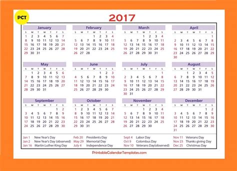 Free Printable 2017 Calendar