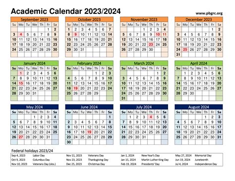 Free Printable Academic Calendar 2023-24