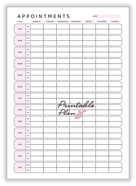 Free Printable Appointment Book