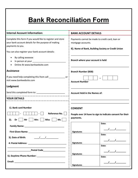 Free Printable Bank Reconciliation Forms
