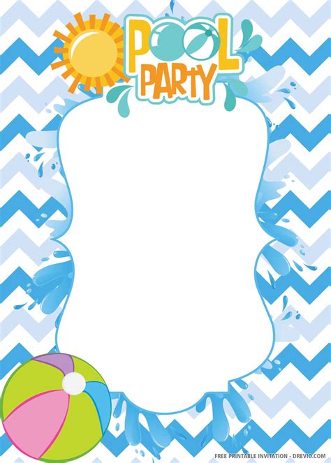 Free Printable Summer Pool Party Invitation Party invite template