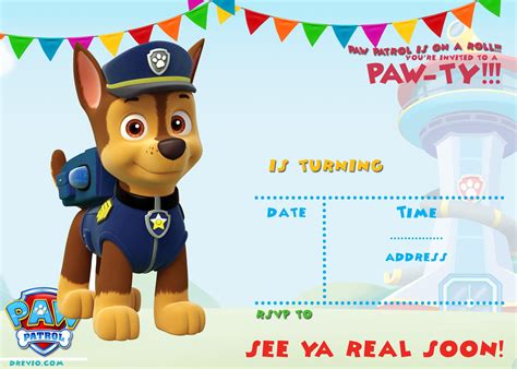 Free Printable Blank Paw Patrol Birthday Invitations