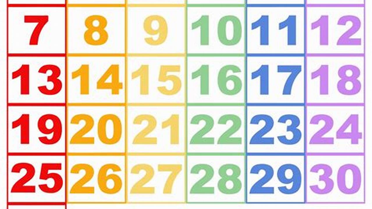 Free Printable Calendar Numbers 1 31 Pdf