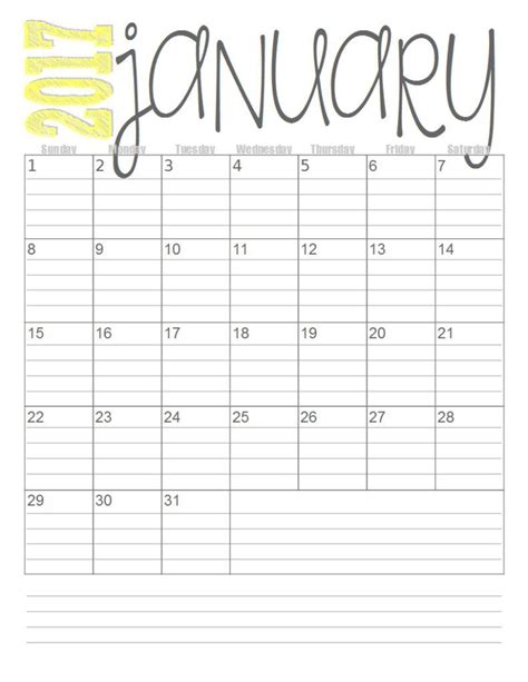 Free Printable Calendar With Lines