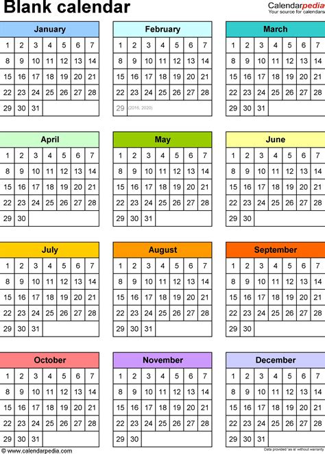 Free Printable Calendar Year At A Glance