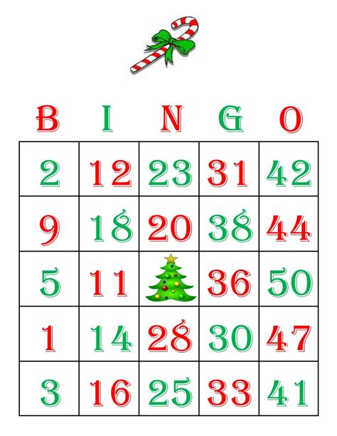Free Printable Christmas Bingo Cards With Numbers