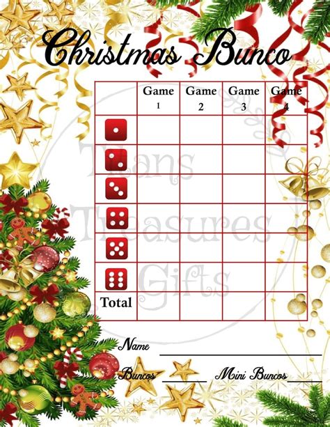 Free Printable Christmas Bunco Score Cards