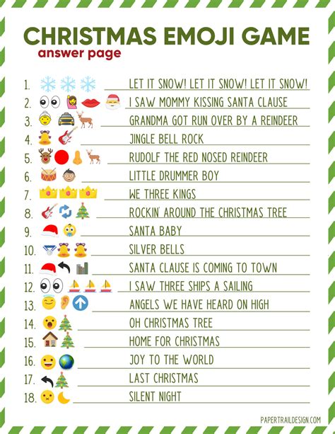 Free Printable Christmas Emoji Game With Answers