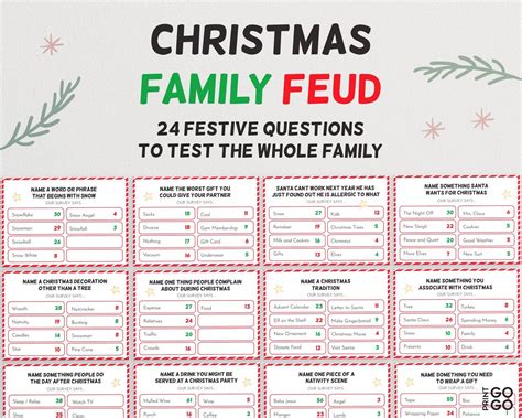 Free Printable Christmas Family Feud Questions And Answers