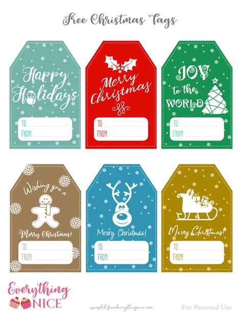 Free Printable Christmas Gift Tags For Students