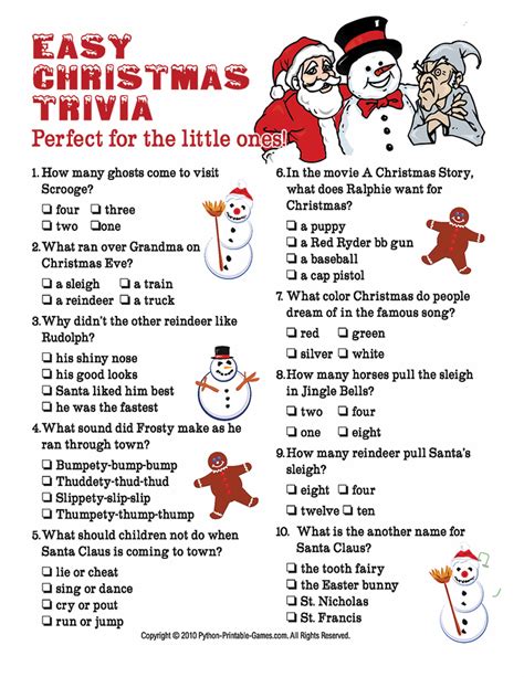 Free Printable Christmas Trivia Games