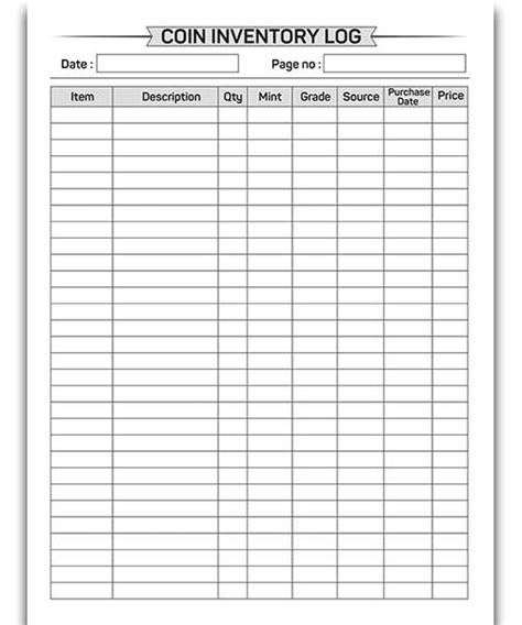 Free Printable Coin Inventory Sheets