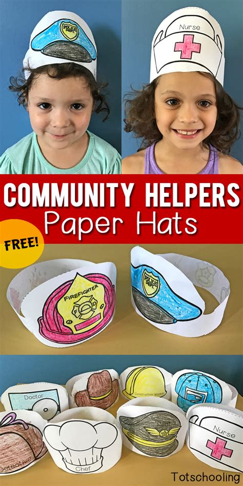 Free Printable Community Helpers Paper Hats